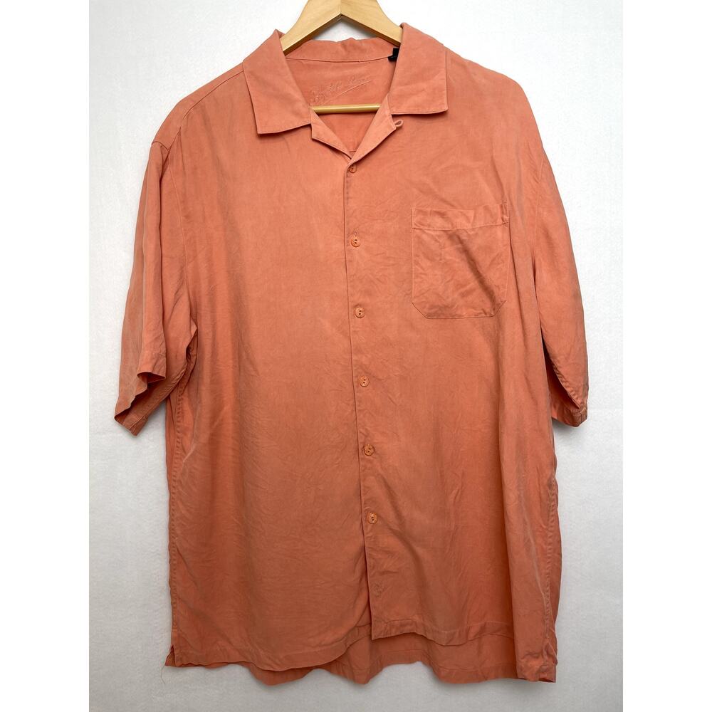 Bugatchi Uomo Casual Short Sleeve Button Up Coral Mens XL